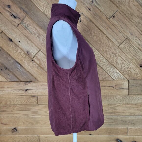 Columbia Sportwear Womens Size Large Full Zip Vest Stand Collar Pockets Maroon - Picture 2 of 8